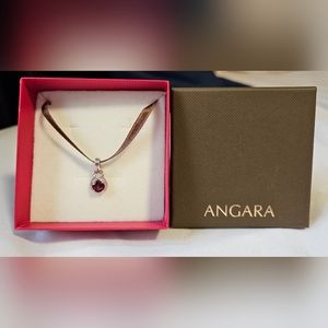 ANGARA Round Garnet Solitaire Infinity Knot Pendant in Sterling Silver, New✨️